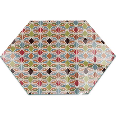 Base décorative Plaque de protection avec impression sous cheminée pour salon Motifs polygonaux en grille h40 cm (1/5)