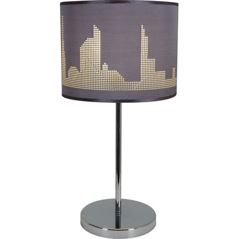 Naeve MANHATTEN Lampe de table avec abat-jour rond gris 1xE27