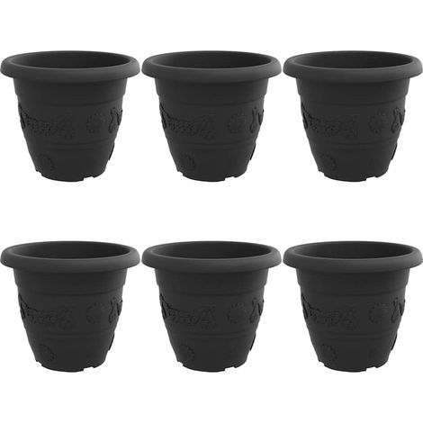 Maison Exclusive - Vaso Rotondo per Fiori 6 pcs Nero Ø 39 x 32 cm Plastica