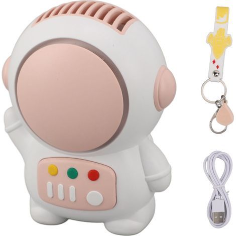 Mini pink astronaut fan, USB rechargeable, silent, bladeless, 2 speed settings, portable for outdoor use (1/5)