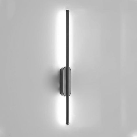 Applique murale à bande en métal noir, applique linéaire en aluminium avec abat-jour en silicone blanc, applique murale LED moderne, appliques murales longues ultra fines, appliques murales d' (1/5)