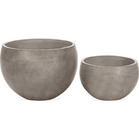 Cache-pot rond ciment gris antracite foncé style contemporain - gris antracite foncé