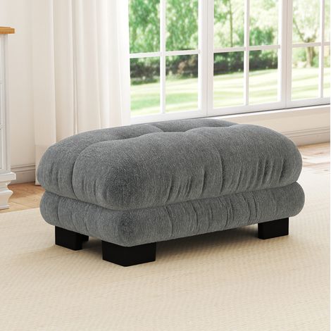Paris Ottoman aus grauem Chenille, Wolkenoptik, 112 x 68 x 52 cm, OKWISH (1/5)