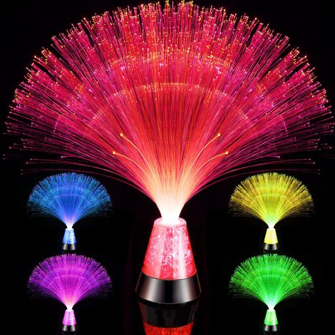 Lampes à fibres optiques LED Glacier Lite, éclairage sensoriel avec base en cristaux à couleurs changeantes, centre de table LED à fibres optiques pour la décoration intérieure et de Noël, USB. (1/5)