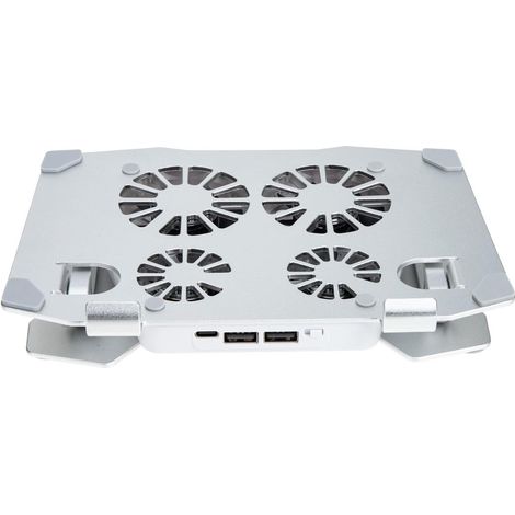 Support de Refroidissement à 4 Ventilateurs USB Type-c Support pour Ordinateur Portable Ventilateur USB Silencieux, 5v 1a, 5500 Tr/min, Ports USB Doubles et Type-c (1/5)