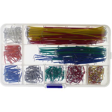 Kit 560 fils de liaison U, 14 longueurs, sans soudure, pour breadboard, avec boîte de rangement en plastique (1/4)