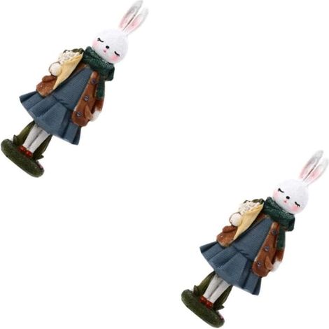 2 Pièces Ornement Lapin Peluches Jouets en Peluche Rat Cage à Cobaye Foins Cochon Ornement De Bureau pour Animaux Ornement De Lapin De Pâques Figure De Lapin Résine (1/5)