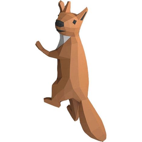 Modèle en papier 3D d'écureuil mignon de dessin animé, décoration créative à faire soi-même pour la maison (1/5)