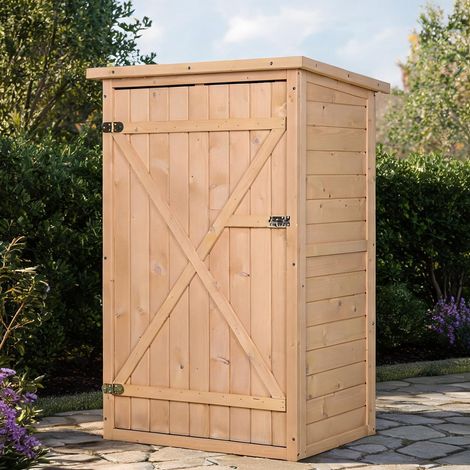 Abri de jardin compact en bois massif avec étagères 75 x 56 x (1/5)