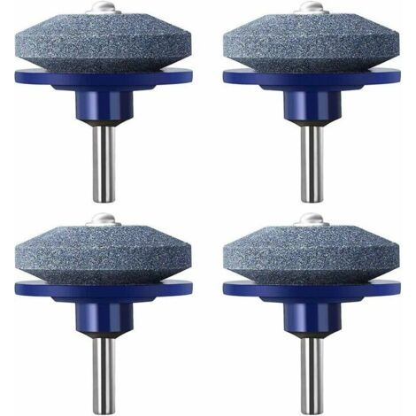 Aiguiseur,Lot de 4 lames de tondeuse à gazon rotative outil de jardin plus tranchant pierre à aiguiser pour perceuse à main électrique- (1/5)