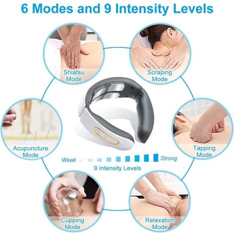 Massaggiatore per il collo riscaldato, massaggiatore per il collo a impulsi elettromagnetici, rilassamento del collo per alleviare il dolore, massaggiatore per il collo con 6 modalità e 9 livelli di i (1/4)