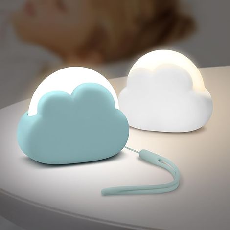 Nachtlicht Baby Tragbar, 2 Stücke Wolke Nachttischlampe zum Kinder Einschlafhilfe, LED Stilllicht Dimmbar Deko Babyzimmer Zubehör, Geschenk zur Geburt Junge (1/5)