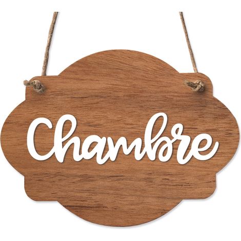 Plaque de porte en bois avec ventouse et cordelette Panneau ouvert fermé, pancarte toilettes, salle de bain.- Bois Foncé - Chambre