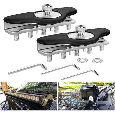 Set of 2 mounting brackets for LED light bars, made of stainless steel, compatible with Jeep, truck, SUV, sedan, hatchback, station wagon, no drilling required (1/4)