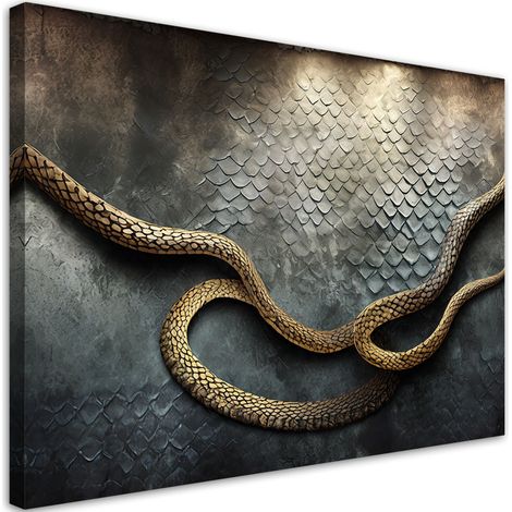 Tableau sur toile Tableau sur toile Serpent doré 3D 100x70 (1/5)