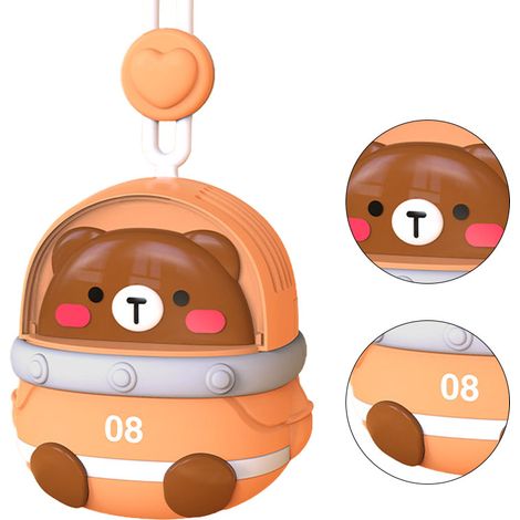 Ventilateur de cou portable rechargeable USB, motif animal mignon, 3 vitesses, petit ventilateur électrique marron