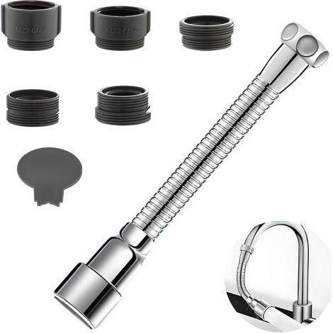 x 15cm Tap Extension, Swivel Spout, Metal, G1/2 Thread, Kitchen Bathroom (1/5)