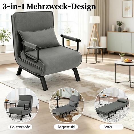 Canapé-lit transformable, fauteuil relax TV inclinable à dossier ajustable (modèle fauteuil-lit uniquement) (1/4)