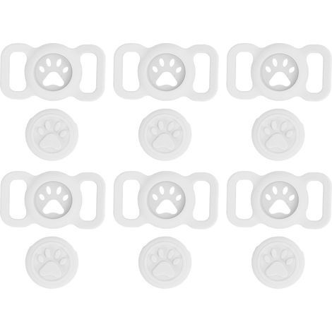 GARRYFIZH ‌Étui Airtag collier animal - 6 pièces blanc, silicone - Sécurité et style pour animaux domestiques‌