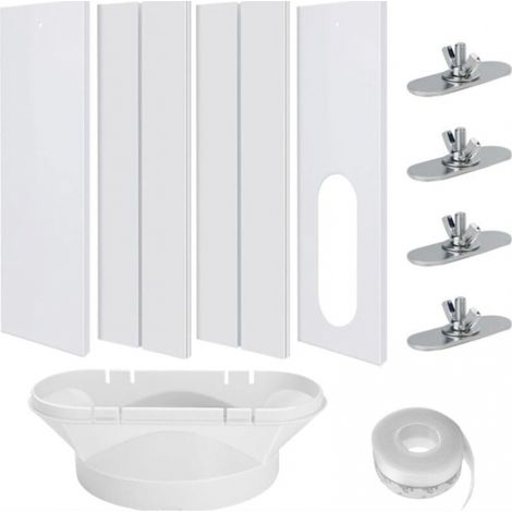 BEBUSINGOTO Kit de sellado para aire acondicionado, 4 juntas ajustables para ventanas, kit para aire acondicionado móvil, adaptador de manguera de 13 cm. (1/5)
