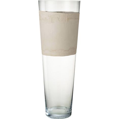 Vase haut en verre transparent et beige - transparent et beige (1/3)