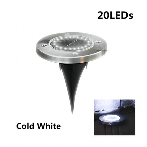(8 LED blanc froid - 20 LED) Lampe solaire disque pour jardin extérieur, lampe solaire enterrée, projecteur, lampe LED solaire enfouie, décoration de jardin (1/5)