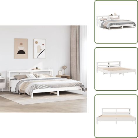 Massivholzbett ohne Matratze Weiß 200x200 cm Kiefernholz - Bettgestell - Bettgestelle - Bettrahmen - Bett (1/5)