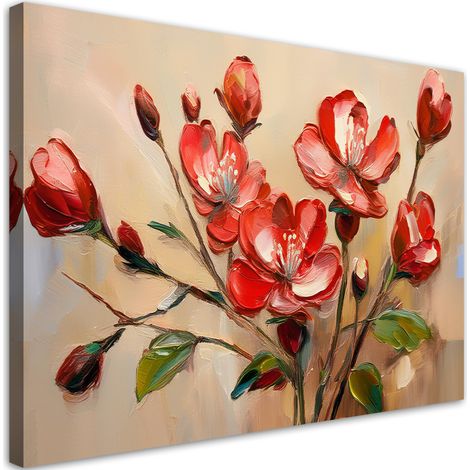 Tableau déco Plantes à fleurs rouges 100x70 (1/5)
