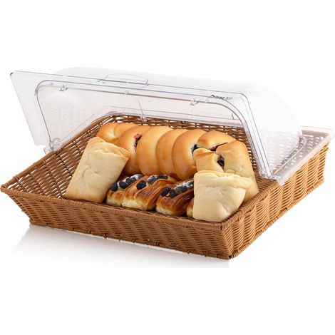 Mahlzeit Rattan Brotkorb mit Rolltop-Deckel, 53,5 x 33 x 25 cm, geflochtener Korb für Brot und Obst