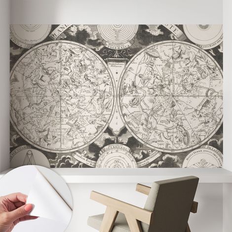 Papier peint autocollant à motifs décoratifs pour salon chambre et bureau Décoration murale élégante avec colle Carte stellaire 104x70 cm (1/5)