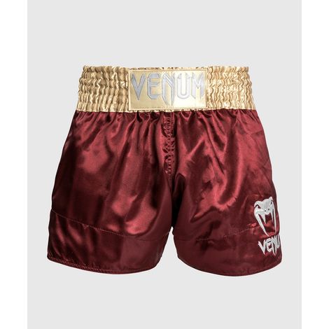 Pantalones cortos clásicos Venum Muay Thai color burdeos/dorado/blanco, talla L