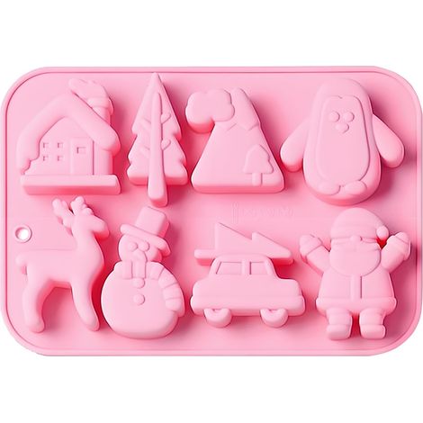 Moules à Bonbons et Chocolats en Silicone en Forme de Noel Silicone Gâteau de Noël Biscuit Moule Biscuit Chocolat Moule Gâteau Moules Outils de Cuisson Bricolage Moule,8 Sortes de Noël Rose,8 Sortes d (1/5)