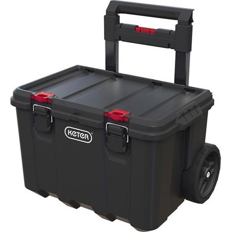 Keter Stack & Roll Mobile Cart, Rolling Tool Storage, 7” Wheels, Black & Red (1/6)