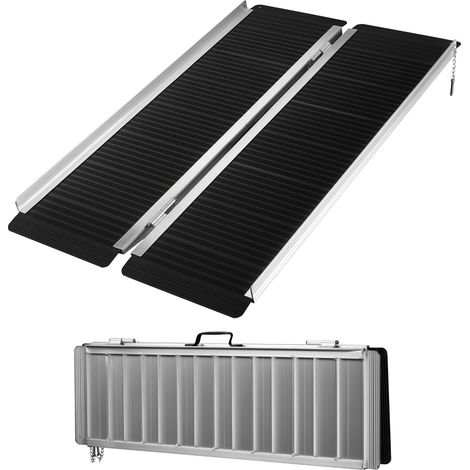 Rampa silla ruedas plegable 122cm 270kg aluminio antideslizante coche acceso automóvil portátil (1/5)