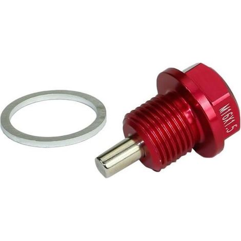 1 pièce Boulon de vidange magnétique, M16 x 1,5 mm, écrou de carter d'huile rouge, pour véhicules essence/diesel (1/4)
