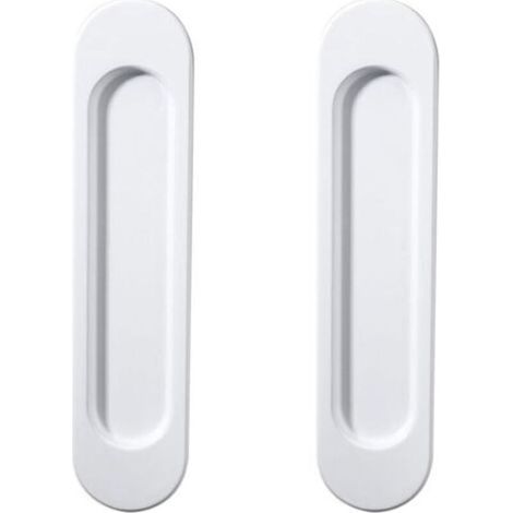 2pcs Poignées de Porte Coulissante Angle droit Autocollantes,Alliage D'aluminium or mat sans Perforation Coulissantes Grange,Fenêtres, Armoires 148mm (Blanc (coin arrondi)) (1/5)