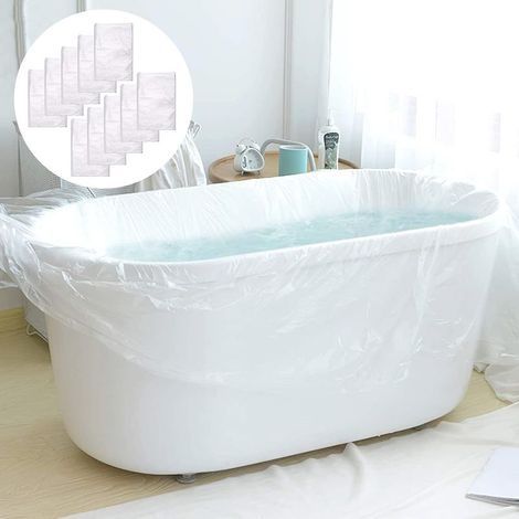 10 Pièces Revêtement Baignoire Jetable, Portable Sac de Bain Jetable - Ultra Grand Film épais et Doublure de Couverture, pour Baignoires Voyage, Ménage et d'Hôtel (120 x 260 cm) (1/5)