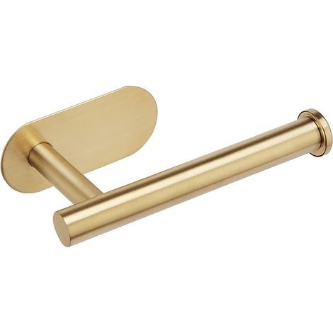 Porta carta igienica, porta carta igienica da parete, porta rotolo in acciaio inox 304, non richiede foratura, porta carta igienica con adesivo 3M, taglia unica, ottone spazzolato (1/5)