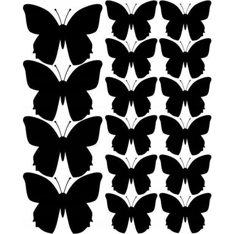Pegatinas de mariposas para pared, 32 unidades, negro mate. (1/2)