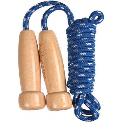 Corde À Sauter - Coton Naturel - Réglable - Poignées En Bois - Pour Enfants 6 À 12 Ans - 1 Pièce (1/5)