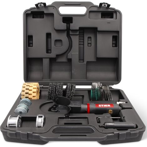 STIER Multi-Schleifer Satz, 17-tlg Set, Stecknippel 1/4 Zoll, Multifunktions-Schleifgerät 96-1, 3500 Umdrehungen pro Min, Bürstenband grob & fein, vielseitig einsetzbar