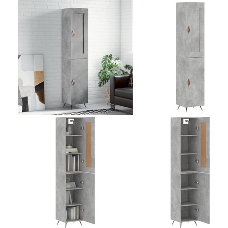 Buffet haut Gris béton 34,5x34x180 cm Bois d'ingénierie - Buffet Design Moderne - Meuble Rangement Gris - Armoire Cuisine - Buffet Bas - Buffet Haut - Home & Living (1/5)