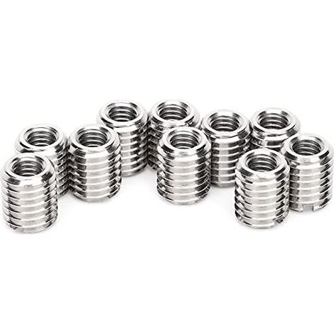 10pcs Noix d'insertion, insert fileté m6/m10, Écrou d'Insertion, 303 Acier inoxydable (Intérieur M6x1.0 extérieur M10x1.5 lueur 12 mm),A (1/5)