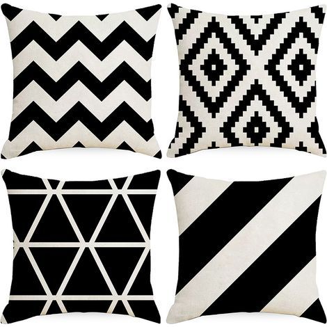 BRAVIX Housse de Coussin Géométrique Motif Taie d'oreiller pour Canapé Maison Salon Chambre Décoration D'intérieur,45x45cm Noir (1/5)