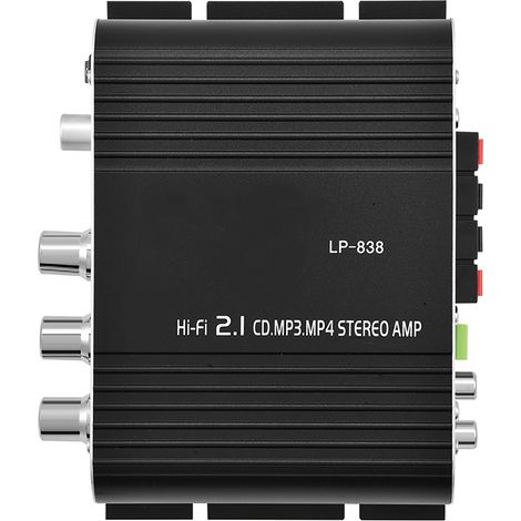 Amplificateur Audio Numérique 2.1 Stéréo Mini HiFi pour Voiture et Maison, Noir