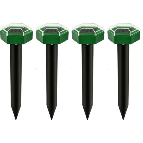 4 Pièces Répulsif Taupe Solaire Ultrasonore Étanche Extérieur, Éloigne Taupes Rongeurs Campagnols pour Pelouse Jardin Cour (1/5)