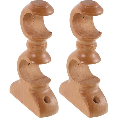 2pièces Supports de Tringle à Rideaux Bois Double Fixation Support Mural Résistant pour Barre de Rideau Base Style Romane pour Voilage Fenêtre Salon Cuisine Chambre Lot de Beige (1/5)