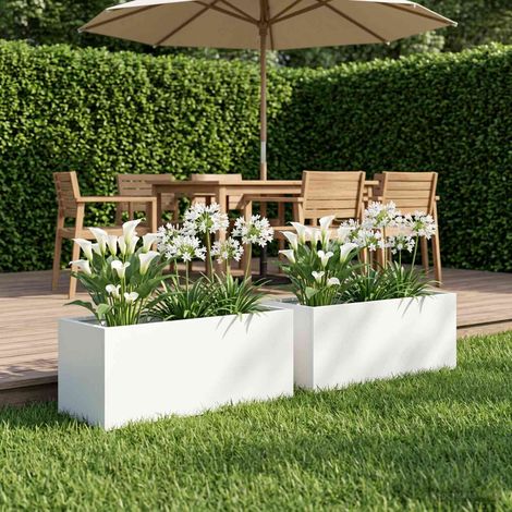 Cache-pot de jardin 2 pc Blanc 40 x 20 x 20 cm (1/5)