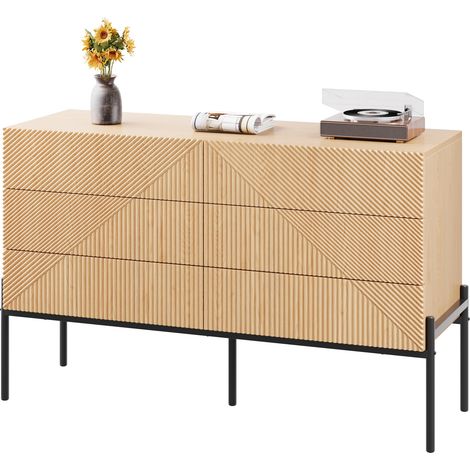 Buffet, avec tiroirs, pour salon et salle à manger, six tiroirs, mobilier de rangement multifonctionnel, adapté au salon et à la salle à manger