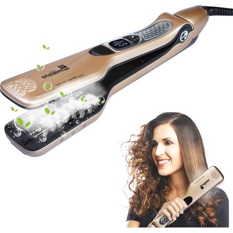 fer à lisser avec peigne à vapeur de défrisage, avec 5 trous de pulvérisation,anti-brûlure, fonction de verrouillage automatique de la température (1/5)